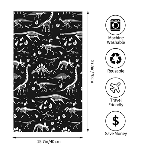 Golosila Soft Absorbent Hand Towel Dinosaur Black and White Bathroom Decorations Multipurpose Fingertip Towels for Guests, Hand, Face, Gym and Spa, Yoga All Season-27.5 x 16 inches