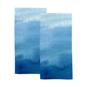 vantaso bath hand towels set of 2 ombre blue art soft & absorbent washcloths towel for bathroom kitchen hotel gym spa