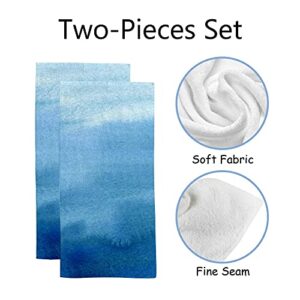 Vantaso Bath Hand Towels Set of 2 Ombre Blue Art Soft & Absorbent Washcloths Towel for Bathroom Kitchen Hotel Gym Spa