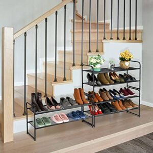 SUFAUY 2-Tier Shoe Rack, Stackable Shoe Shelf Storage Organizer for Entryway Closet, Metal Mesh, Black