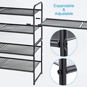 SUFAUY 2-Tier Shoe Rack, Stackable Shoe Shelf Storage Organizer for Entryway Closet, Metal Mesh, Black