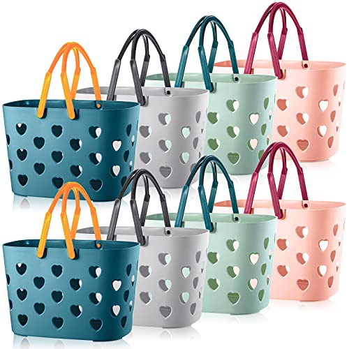 Nuenen 8 Pieces Portable Shower Caddy Basket Plastic Storage Basket with Handle Shower Caddy Tote Box Heart Shower Caddy Organizer Bin for Bathroom School Dorm Kitchen Storage Room Laundry