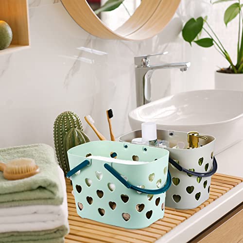 Nuenen 8 Pieces Portable Shower Caddy Basket Plastic Storage Basket with Handle Shower Caddy Tote Box Heart Shower Caddy Organizer Bin for Bathroom School Dorm Kitchen Storage Room Laundry