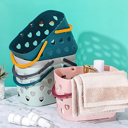 Nuenen 8 Pieces Portable Shower Caddy Basket Plastic Storage Basket with Handle Shower Caddy Tote Box Heart Shower Caddy Organizer Bin for Bathroom School Dorm Kitchen Storage Room Laundry