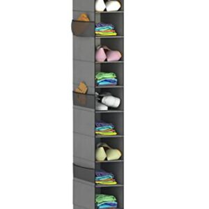 Libeder Hanging Shoe Organizer,10-Shelf Hanging Closet Organizers and Storage Shoes Organizer Shelves Hanging Shoe Rack Holder with 6 Mesh Side Pockets Gray