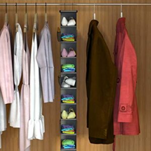 Libeder Hanging Shoe Organizer,10-Shelf Hanging Closet Organizers and Storage Shoes Organizer Shelves Hanging Shoe Rack Holder with 6 Mesh Side Pockets Gray