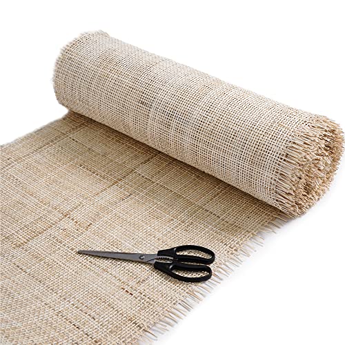 24" Width Natural Real Rattan Wicker Cane Webbing, Rattan Woven Roll Wardrobe Shoe Square Mesh Material for Cabinet & Door (24"X180")