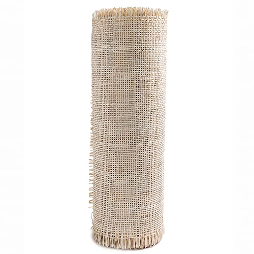 24" Width Natural Real Rattan Wicker Cane Webbing, Rattan Woven Roll Wardrobe Shoe Square Mesh Material for Cabinet & Door (24"X180")