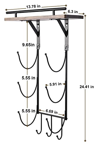 Towel Rack Holder for Bathroom Wall Mounted,Metal Towel Racks with Wooden Shelf and 3 Hooks,Storage Organizer for Bath Towel,Beach Towel,Hand Towel,Washcloth,Small Towel