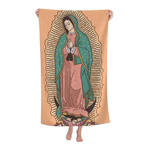 Our Lady of Guadalupe Virgin Mary Adult Beach Towels Divine Miracle Virgin Mary Bath Towel Decoration Bathroom/Kitchen 52x32 Inches