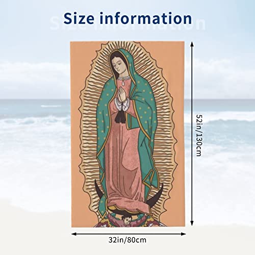 Our Lady of Guadalupe Virgin Mary Adult Beach Towels Divine Miracle Virgin Mary Bath Towel Decoration Bathroom/Kitchen 52x32 Inches