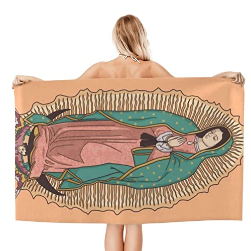 Our Lady of Guadalupe Virgin Mary Adult Beach Towels Divine Miracle Virgin Mary Bath Towel Decoration Bathroom/Kitchen 52x32 Inches