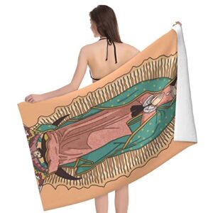 Our Lady of Guadalupe Virgin Mary Adult Beach Towels Divine Miracle Virgin Mary Bath Towel Decoration Bathroom/Kitchen 52x32 Inches