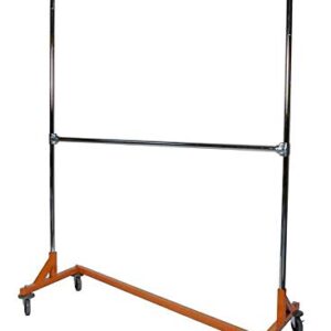 Only Hangers Commercial Grade Double Bar Rolling Z Rack with Nesting Orange Base