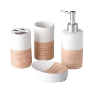miufa 4 piece white deluxe ceramic bathroom accessories set soap dispenser toothbrush holder,tumbler & soap dish (white)