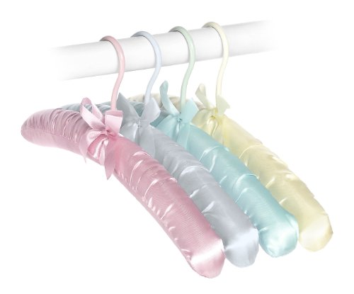 Whitmor Satin Collection Set of 4 Assorted Pastel Padded Blouse Hangers