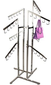 purse rack only garment racks deluxe handbag rack – heavy duty commercial grade chrome handbag rack, 8 adjustable height slant arms, perfect for handbags, purses, backpacks and more!