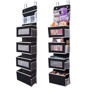 aeeteek 1 pack hanging closet organizer 5-shelf over the door shoe organizer wall mount storage bag containers 49.2 * 13 * 5.5 inches large capacity collapsible shelves drawers (black)