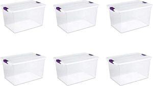 sterilite 66 quart multipurpose clearview storage tote container with secure latching lid for home or office organization, (18 pack)