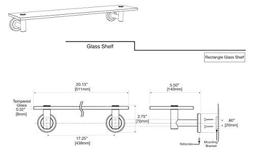 Gatco 4236 Latitude II, Glass Shelf, 20”, Brushed Brass