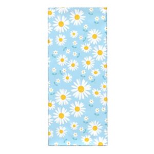 daisy flower hand towel - white blue print bath bathroom towel highly absorbent soft guest fingertip towels