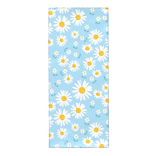 Daisy Flower Hand Towel - White Blue Print Bath Bathroom Towel Highly Absorbent Soft Guest Fingertip Towels