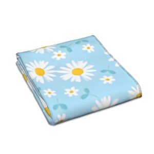 Daisy Flower Hand Towel - White Blue Print Bath Bathroom Towel Highly Absorbent Soft Guest Fingertip Towels