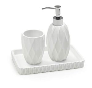 roselli trading company wave bath accessory set, white