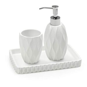 Roselli Trading Company Wave Bath Accessory Set, White