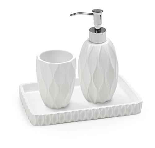 Roselli Trading Company Wave Bath Accessory Set, White