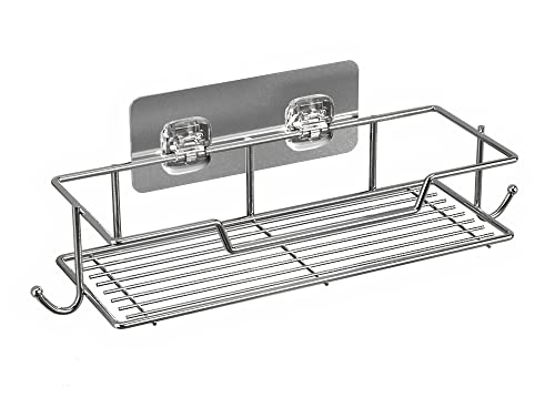 Elegant Shower Caddy with Powerful Adhesive and Hooks, No Drilling Shower Shelves, Wall Mounted Shower Organizer, Premium Stainless Steel Shower Rack, Perfect Shower Caddy Shelf for Your Daily Use