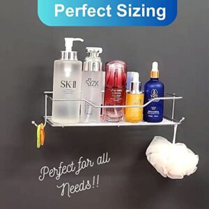 Elegant Shower Caddy with Powerful Adhesive and Hooks, No Drilling Shower Shelves, Wall Mounted Shower Organizer, Premium Stainless Steel Shower Rack, Perfect Shower Caddy Shelf for Your Daily Use