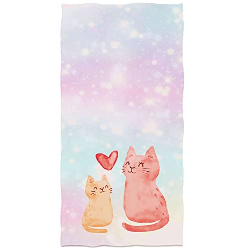 SLHETS Lovely Cats Hand Towels Romantic Love Starry Sky Universe Bath Towels 13.6 * 29 Highly Absorbent Kitchen Dish Towels for Household Daily Use | Home Decoration | Carry-On Hotel Gym Spa