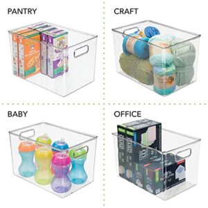 mDesign Deep Plastic Home Storage Organizer Bin with Built-in Handles for Cube Furniture Shelving in Office, Closet, Cabinet, Bedroom, Bathroom, Nursery, Dorm - Ligne Collection - 2 Pack - Clear