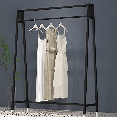 HOMEKAYT Black Metal Clothing Racks for Hanging Clothes, Modern Garment Rack Heavy Duty Display Rack for Home and Clothing Store 47''L-Black