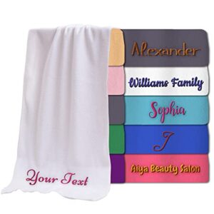 dekareal personalized towels with names 13.8" x 29.5" custom embroidered bath towels customized monogram hand towels for bathroom beach kitchen pool