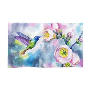 glovet hummingbirds spring flowers bath hand towels for bathroom, colorful decorative luxury bath towels, ultra soft quick dry towel for hotel, gym, sports and spa home decor, 27.5x16 in