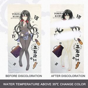 smosun Color-Changing Hand Towels, Funny Cartoon Bath Towels with Tokisaki Kurumi Figure, Quick Dry Soft Microfiber Face Towels for Bathroom Kitchen Daily Use