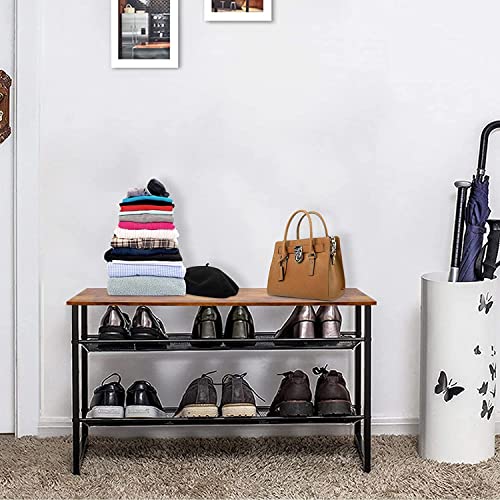 Garden 4 you 3-Tier Tilting Adjustable Freestanding 2PC Shoe Rack 6-Pairs 25.2 In Length For Durability And Stability For Entryways, Hallways, Closets, Dormitory Rooms, And Industries，Brown