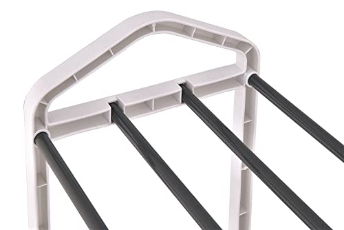 EGEN Mainstays 4-Tier Shoe Rack White Plastic Frame, Gray Coating, up to 12 Pairs