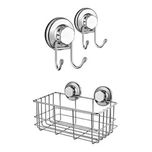 SANNO Double Suction Hooks Suction Cups Vacuum Hook Suction Cup Shower Caddy Bath Wall Shelf