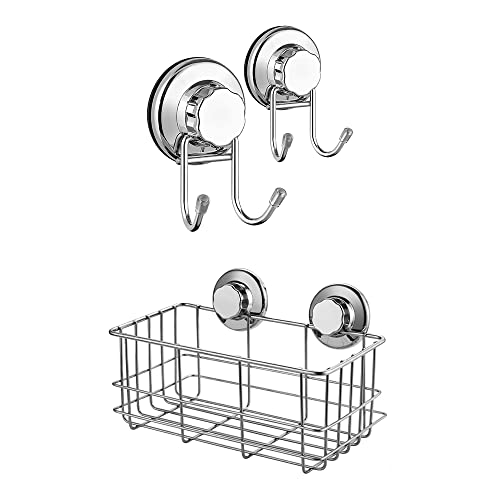 SANNO Double Suction Hooks Suction Cups Vacuum Hook Suction Cup Shower Caddy Bath Wall Shelf