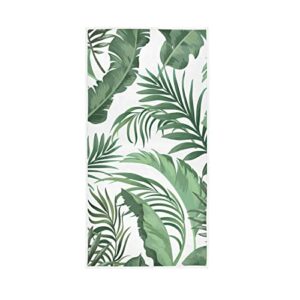 alaza palm leaf tropical plant hand towels bathroom towel highly absorbent soft small bath towel decorative guest breathable fingertip towel for face gym spa 30 x 15 inch