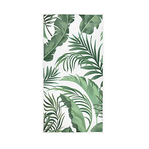 ALAZA Palm Leaf Tropical Plant Hand Towels Bathroom Towel Highly Absorbent Soft Small Bath Towel Decorative Guest Breathable Fingertip Towel for Face Gym Spa 30 X 15 Inch