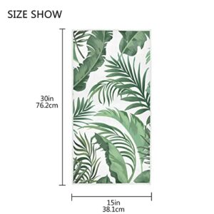 ALAZA Palm Leaf Tropical Plant Hand Towels Bathroom Towel Highly Absorbent Soft Small Bath Towel Decorative Guest Breathable Fingertip Towel for Face Gym Spa 30 X 15 Inch