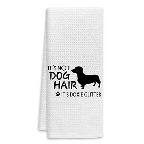 It’s Not Dog Hair It’s Doxie Glitter Hand Towels Kitchen Towels Dish Towels,Fall Funny Dog Decor Towels,Dog Lovers Dog Mom Girls Women Gifts