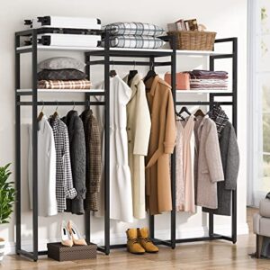 tribesigns freestanding closet organizer, 75 inch clothing rack with shelves, heavy duty garment rack wardrobe closet with hanging rods