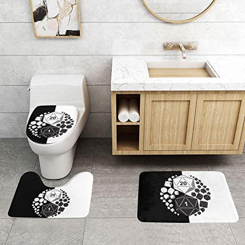 Dungeons and Dragons Yin Yang Bathroom Rugs Carpet Toilet U-Shaped Mat Set Non-Slip Cover Floor Bath Decorate