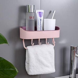 bathroom wall-mounted racks suction cup corner shower shelf shampoo shower shelf holder kitchen rack organizer storage box (pink)
