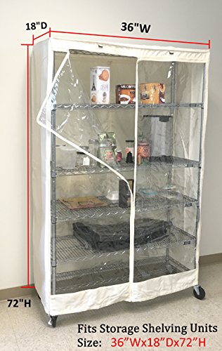 Formosa Covers Storage Shelving Unit Cover, fits Racks 36" Wx18 Dx72 H one Side See Through PVC, Off-White Color, Cover Only